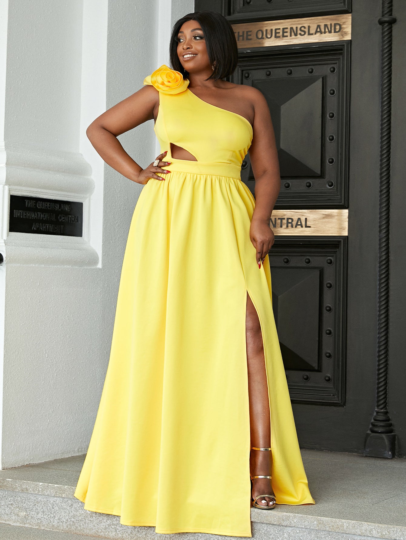 plus size yellow dresses